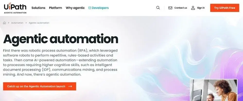 Screenshot of UiPath’s Homepage