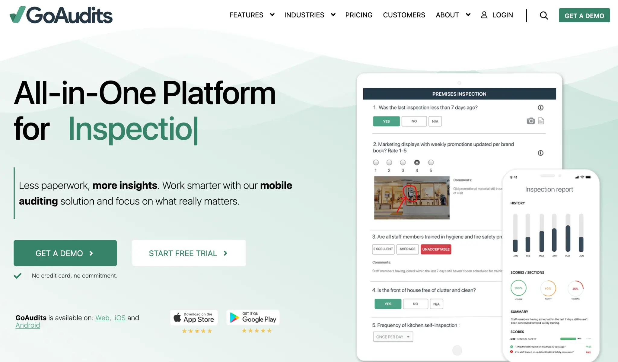 Screenshot of GoAudits’ homepage