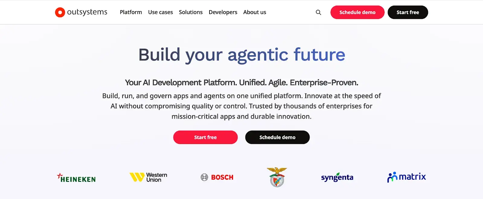 Screenshot of OutSystems’ Homepage