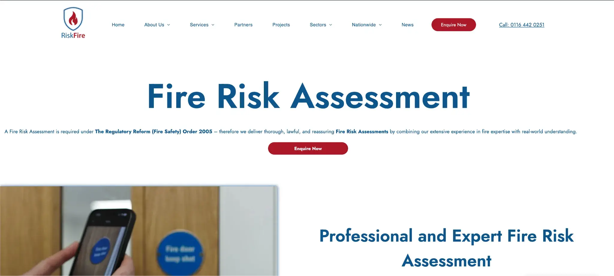 Screenshot of Risk Fire’s homepage