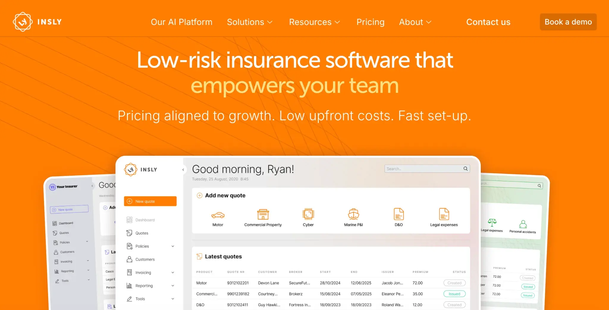 &nbsp;Screenshot of Insly’s homepage