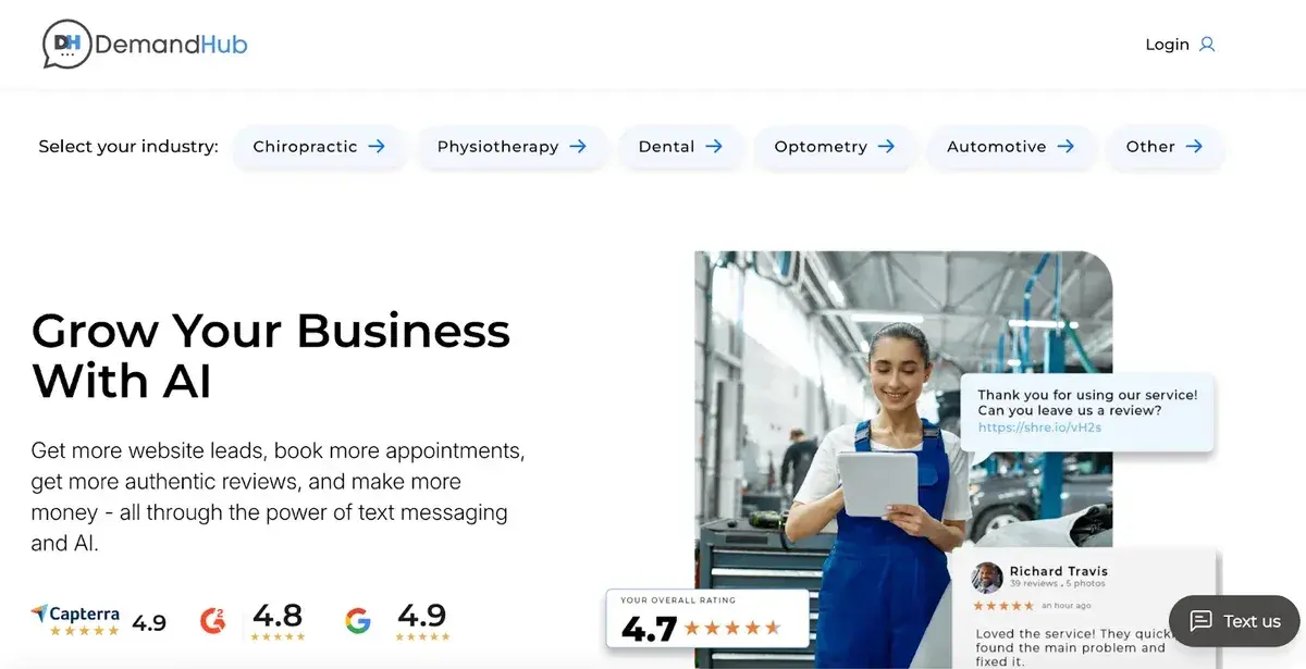 Screenshot of DemandHub’s homepage