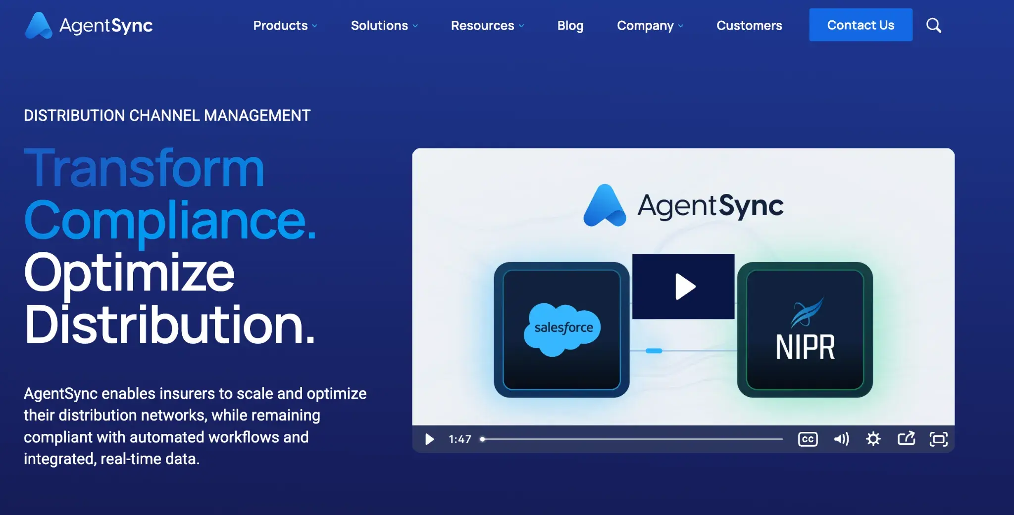 Screenshot of AgentSync's Homepage