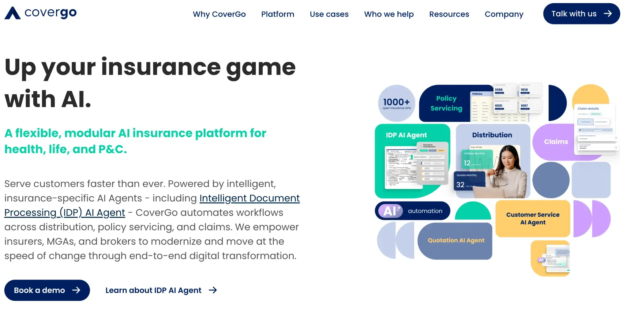 Screenshot of CoverGo's Homepage