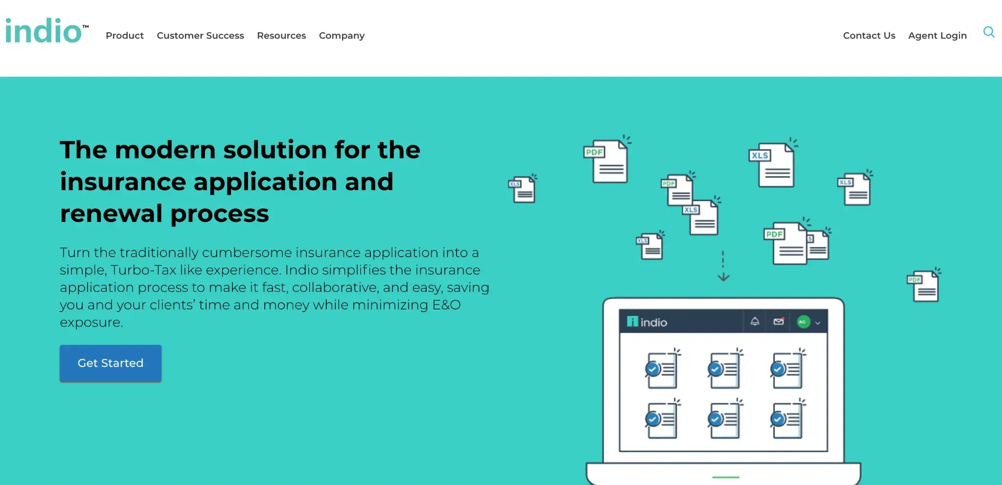 &nbsp;Screenshot of Indio’s homepage