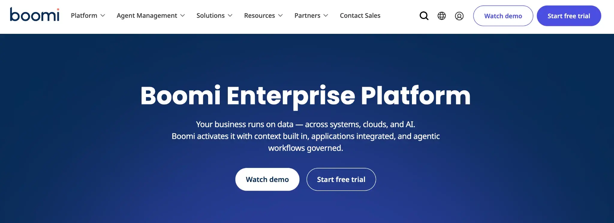 Screenshot of Boomi’s homepage