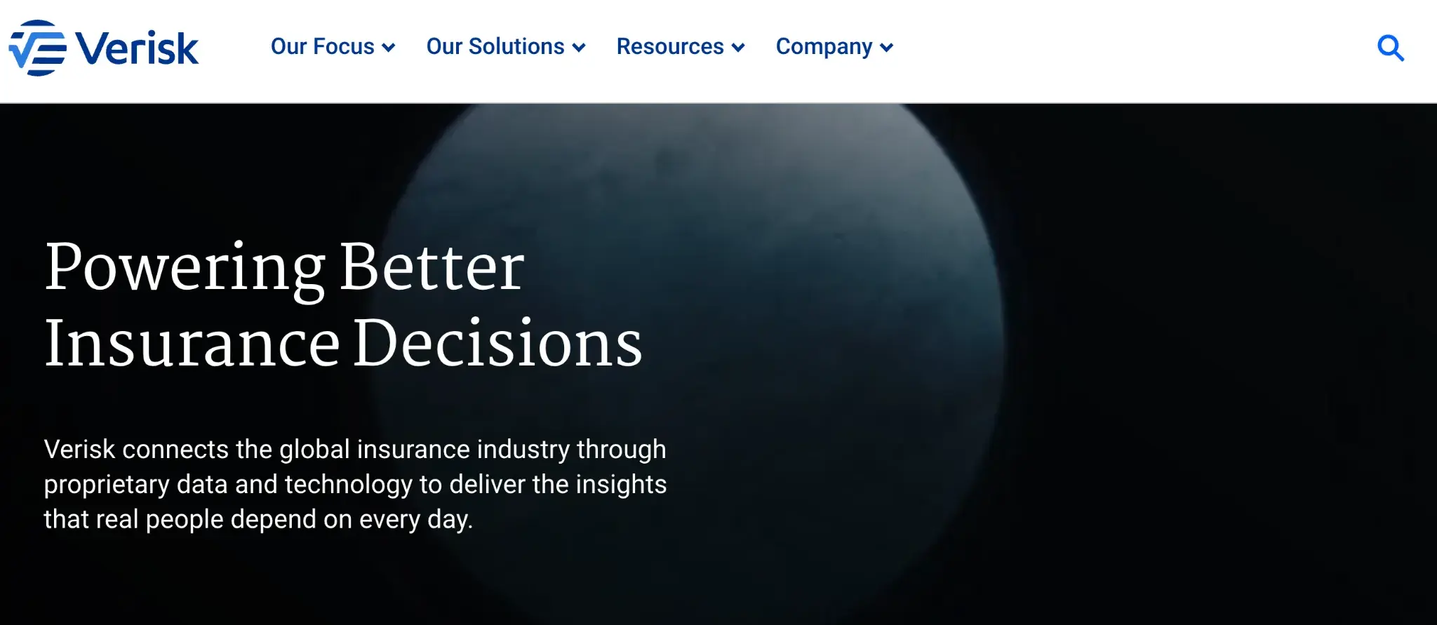 Screenshot of Verisk’s insurance homepage