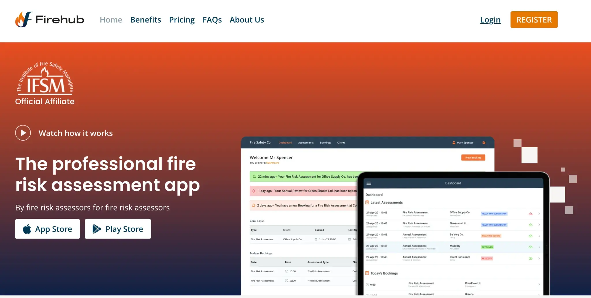 Screenshot of Firehub’s homepage