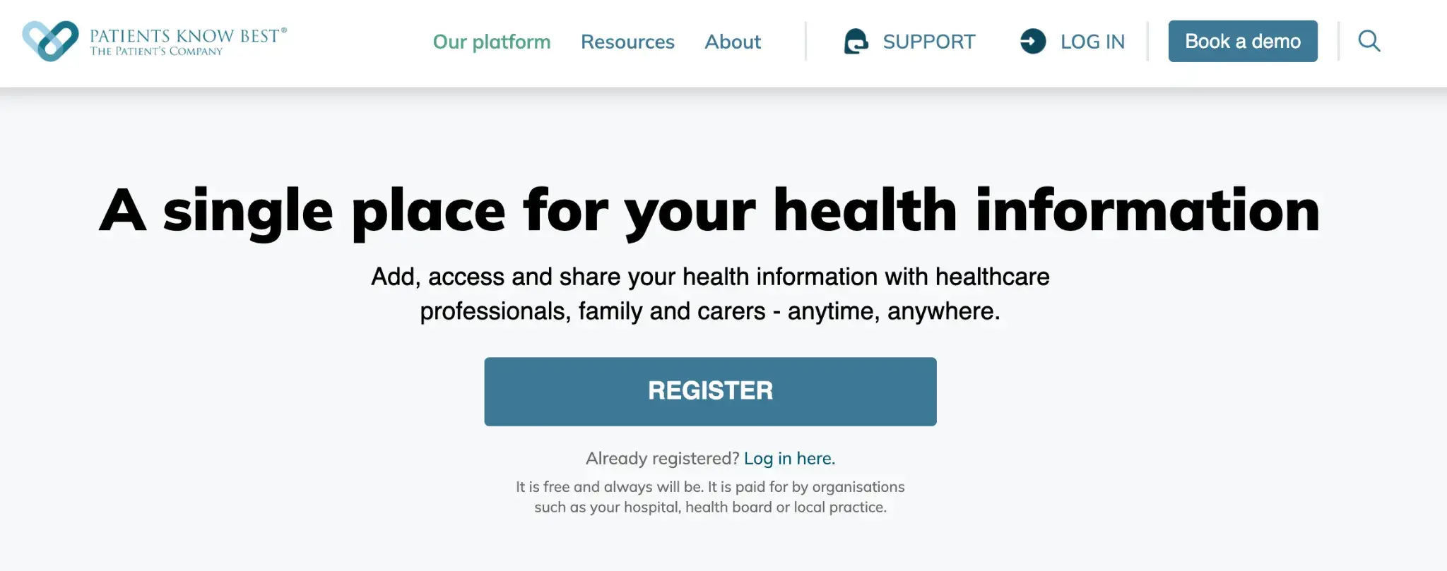Screenshot of Patients Know Best platform