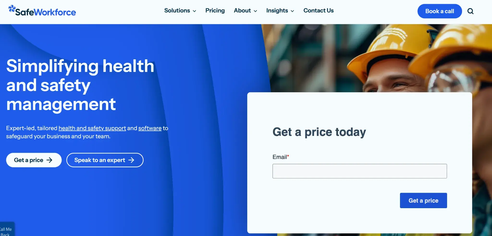 Screenshot of SafeWorkforce’s homepage