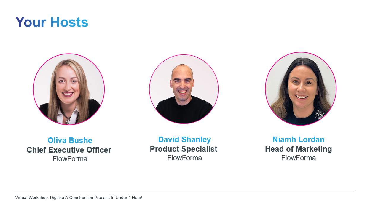 Hosts Olivia Bushe, David Shanley & Niamh Lordan and the Virtual Digitalisation Workshop