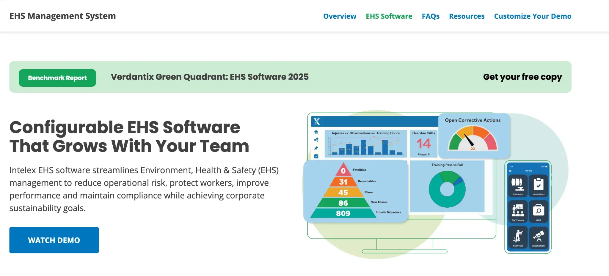Screenshot of Intelex’s homepage