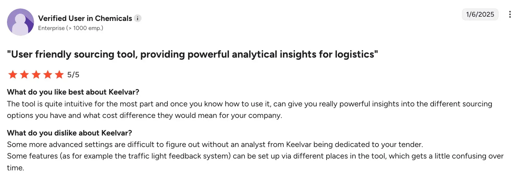 Keelvar homepage screenshot showcasing features