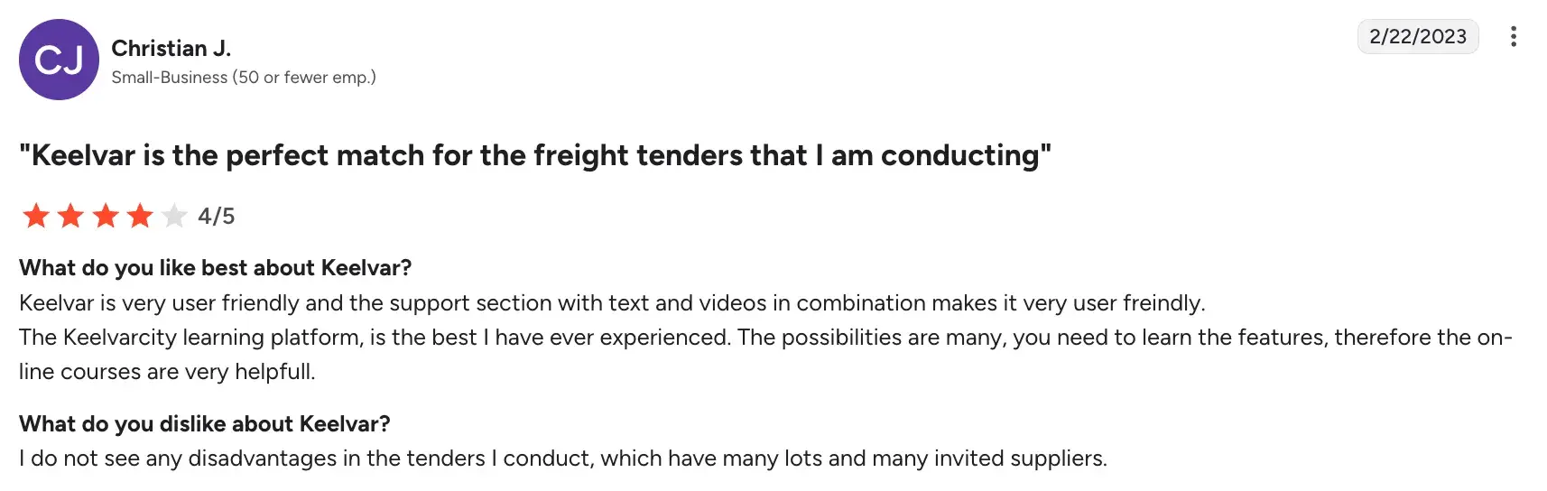 Pros of Keelvar Intuitive platform overview