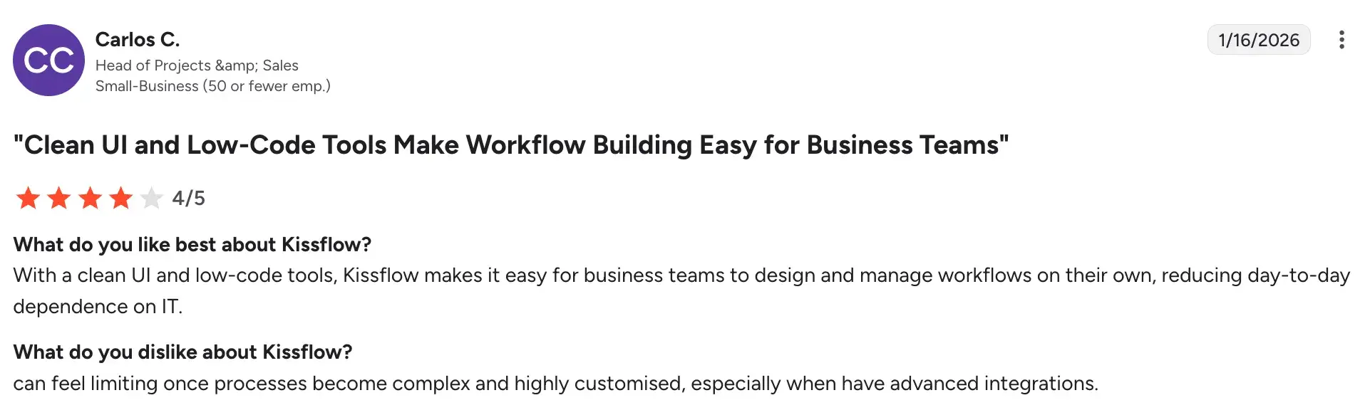 Kissflow Clean user-friendly interface overview