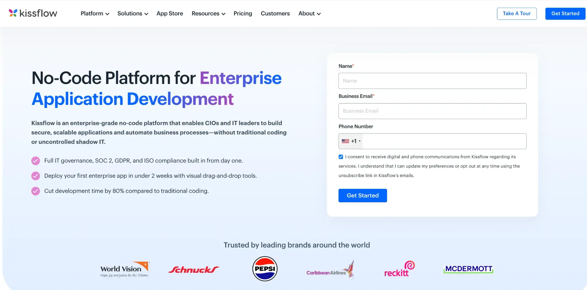 Screenshot of Kissflow’s homepage