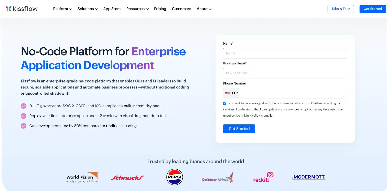 Kissflow homepage screenshot