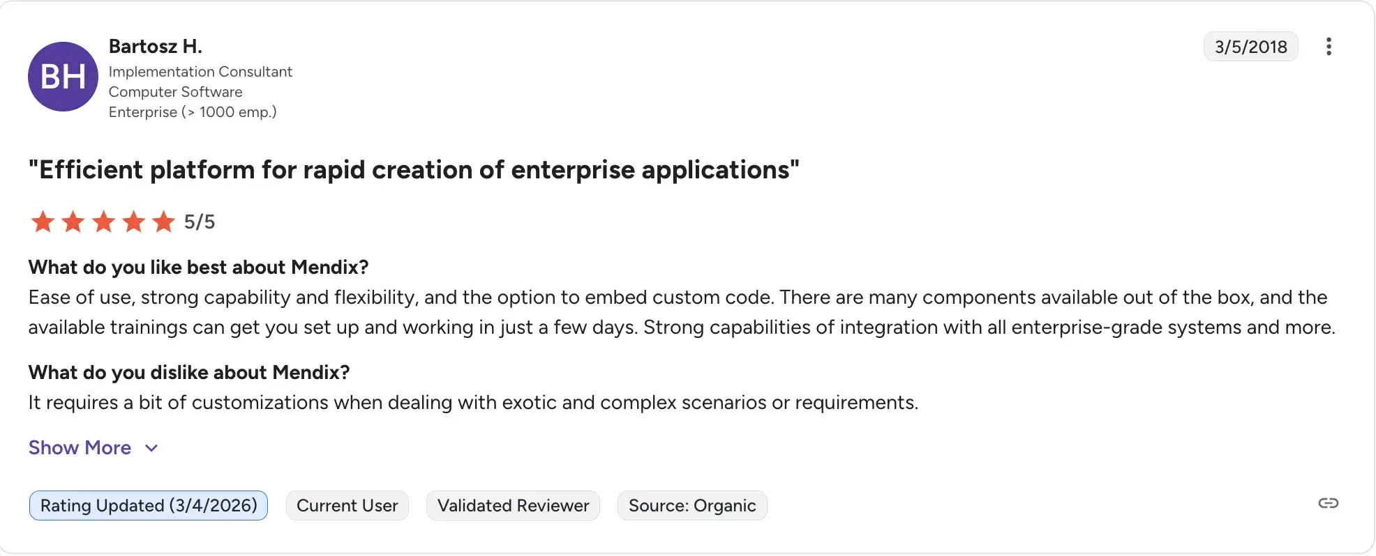 Mendix Cons Technical expertise for applications