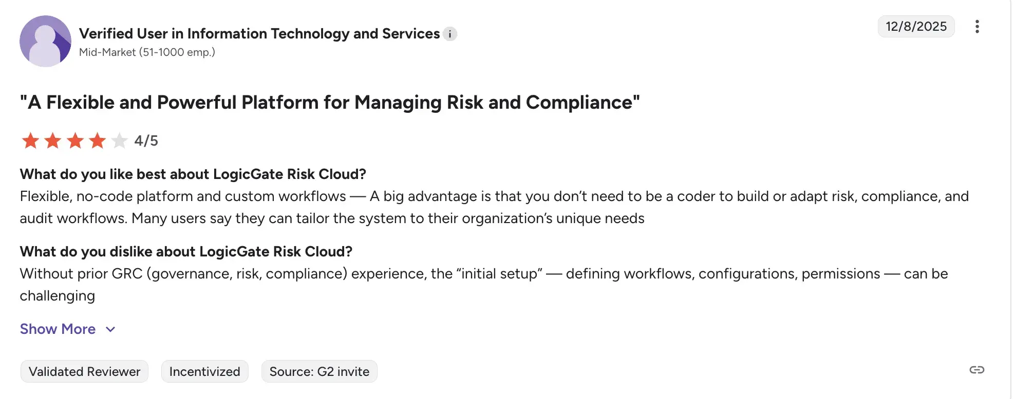 MetricStream large enterprises suitability chart