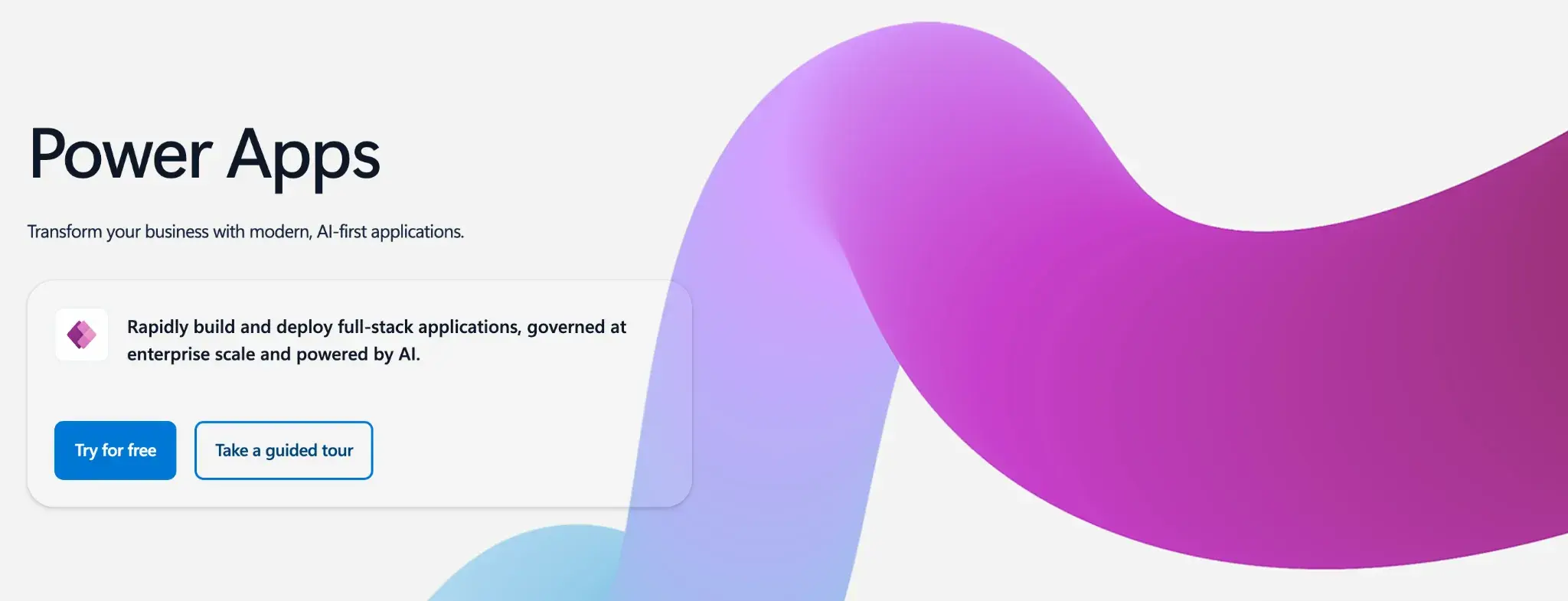 Screenshot of Microsoft Power Apps homepage