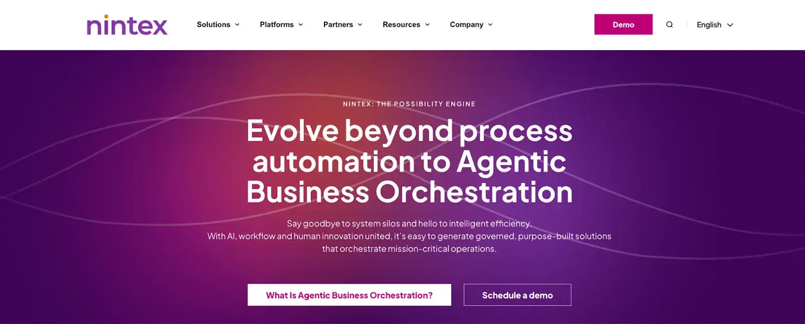 Nintex homepage screenshot showcasing features