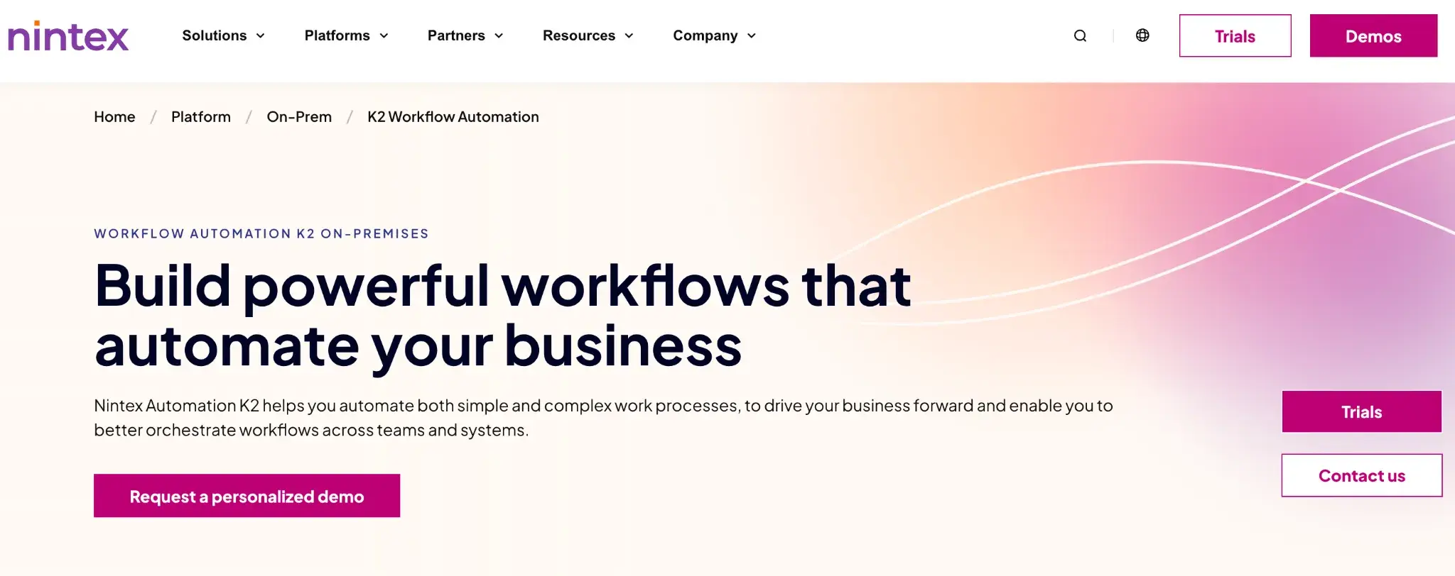 Nintex K2 platform interface screenshot