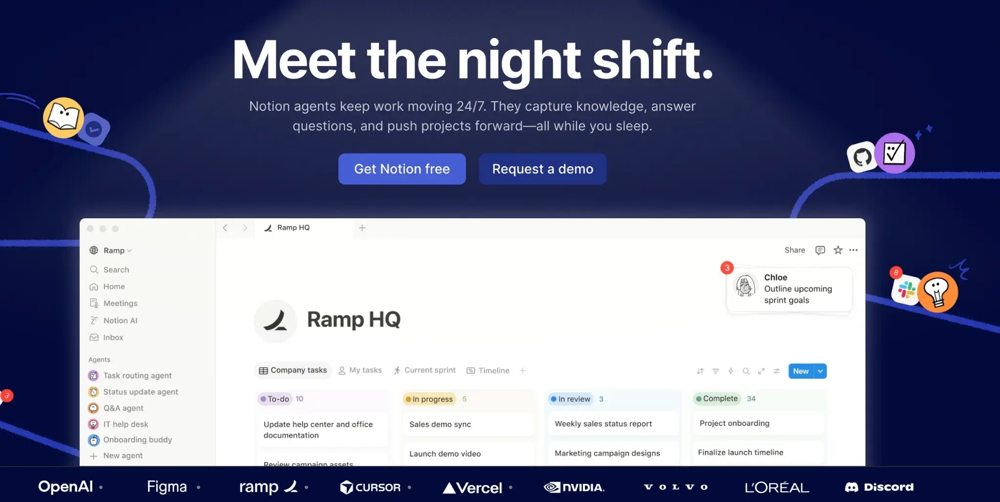 Screenshot of Notion's homepage layout