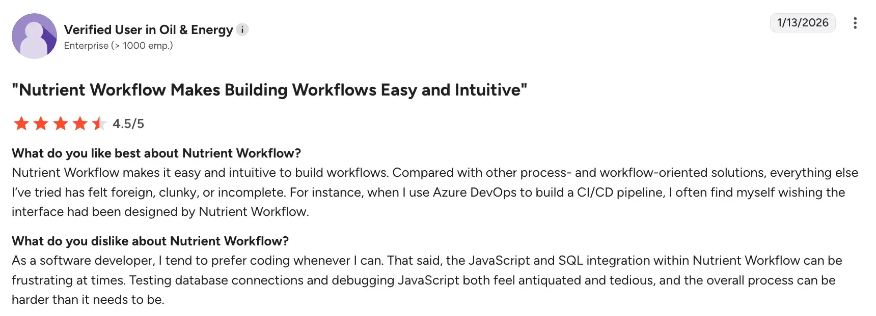 Nutrient Workflow cons compared to competitors
