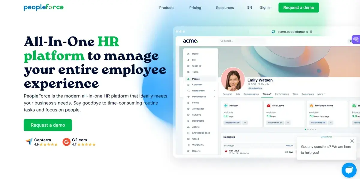 PeopleForce logo for HR teams support