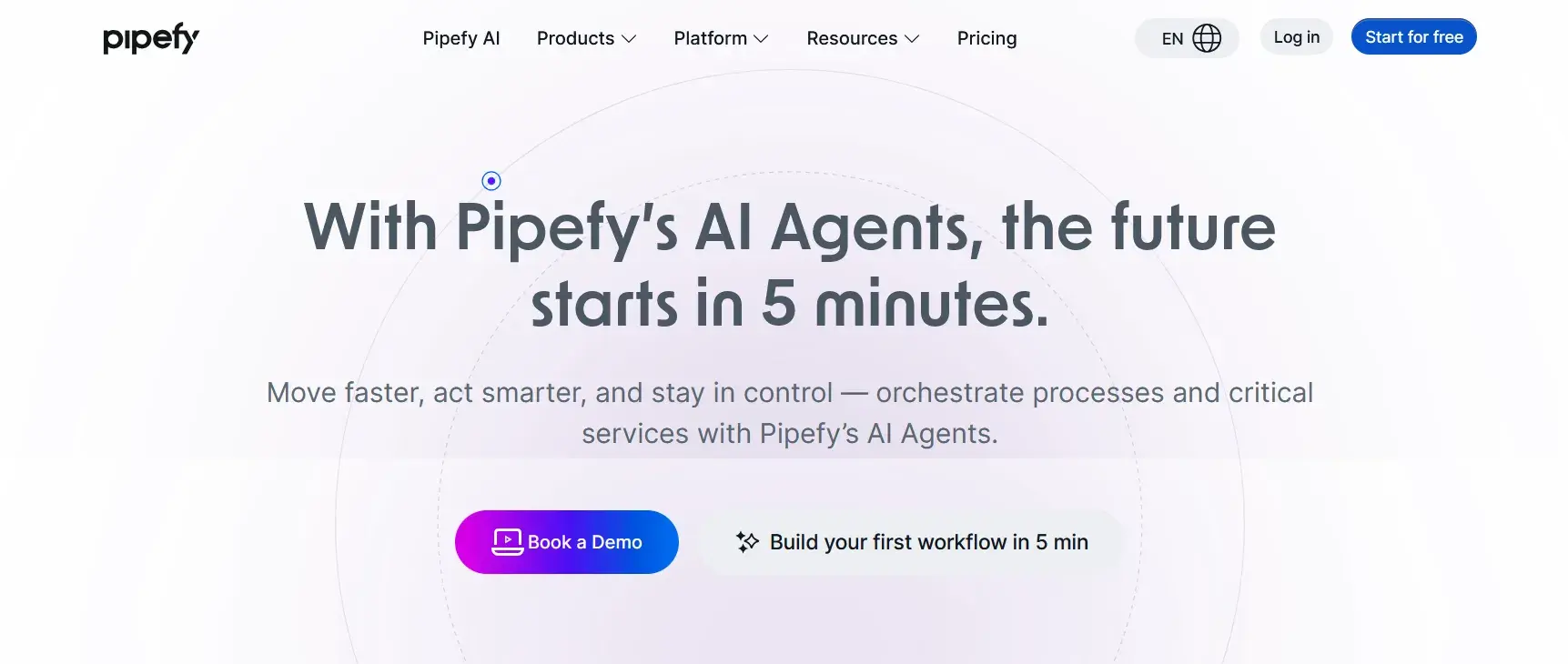 Screenshot of Pipefy’s homepage