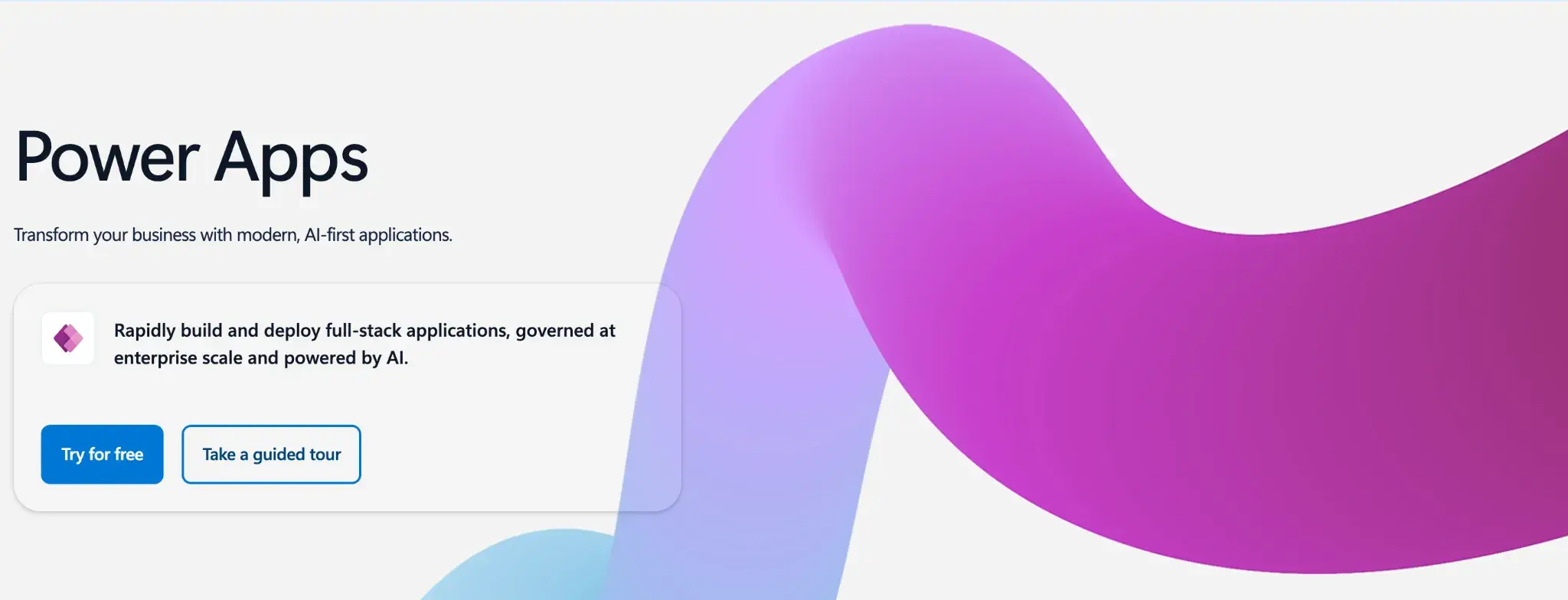 PowerApps homepage screenshot showcasing low-code environment