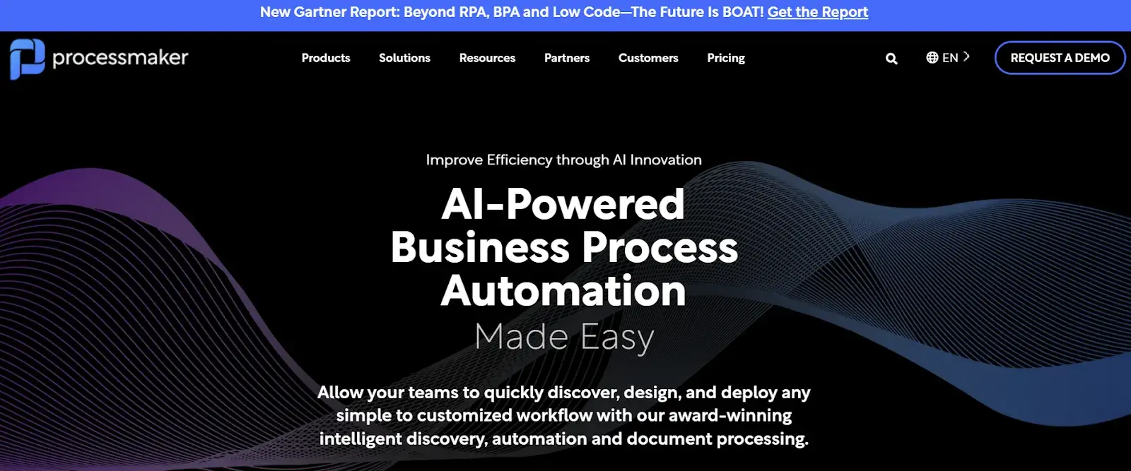 ProcessMaker homepage showcasing BPMN workflows