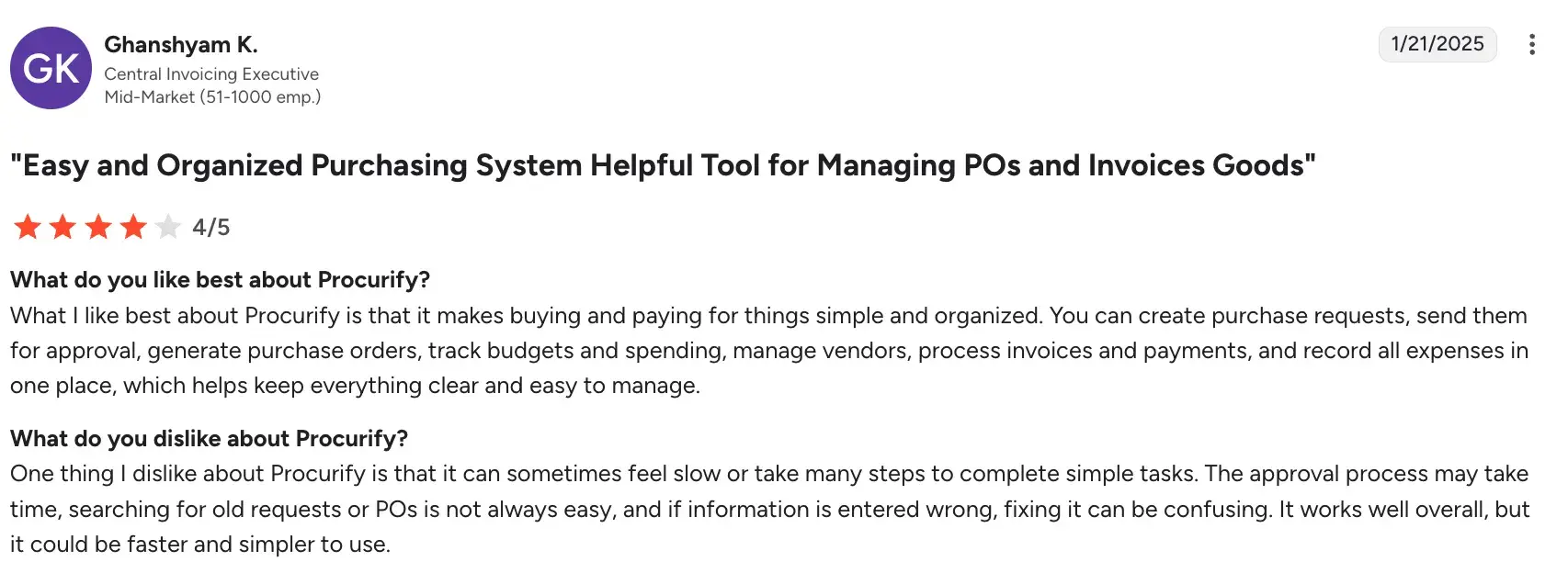 Screenshot of Procurify's homepage layout