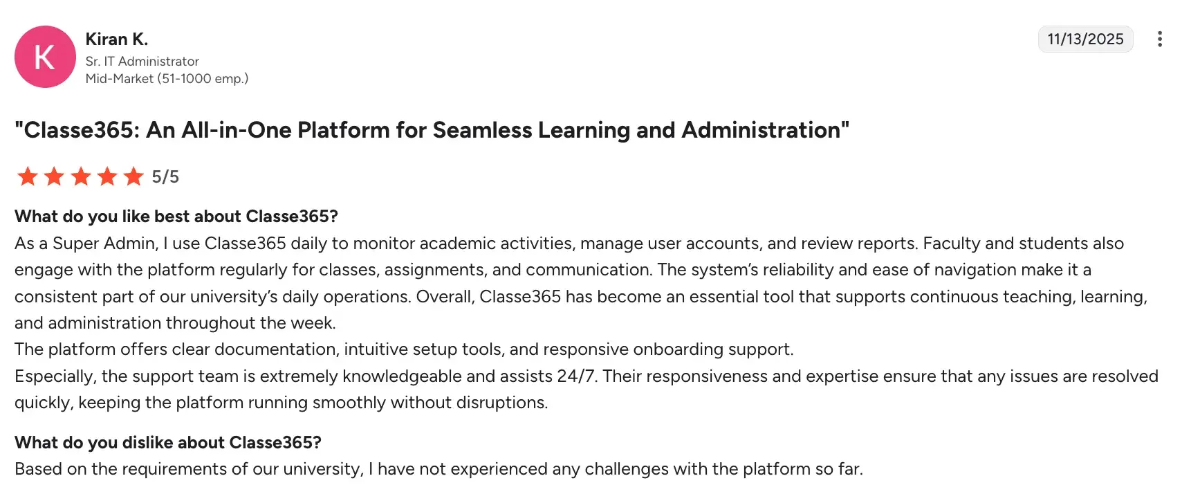 Benefits of Classe365 all-in-one platform