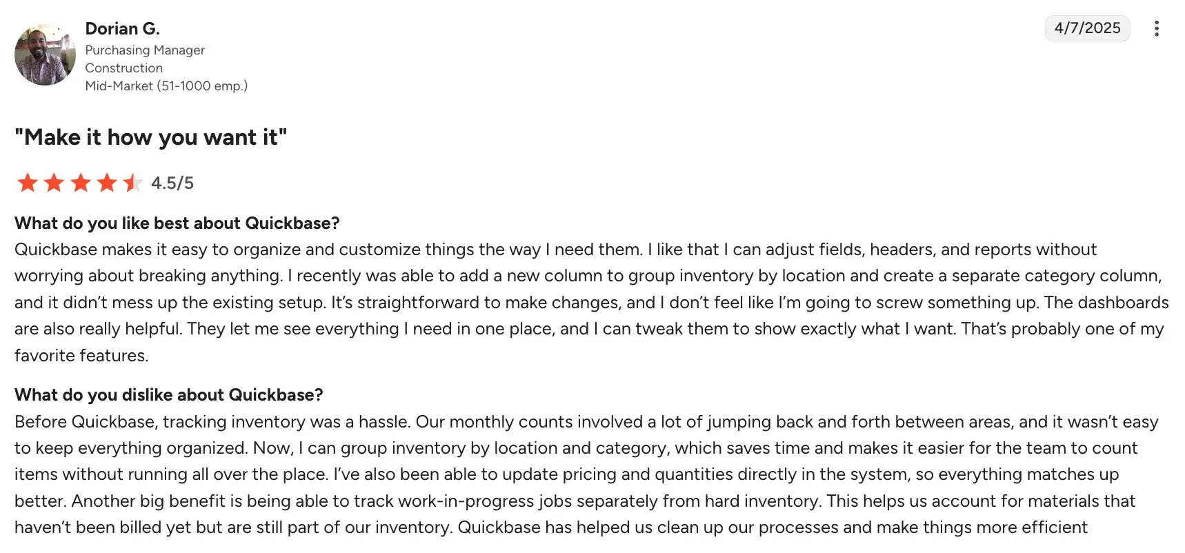 Quickbase homepage screenshot for operations teams