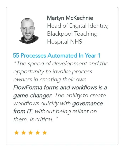 ROI achieved with FlowForma adoption screenshot