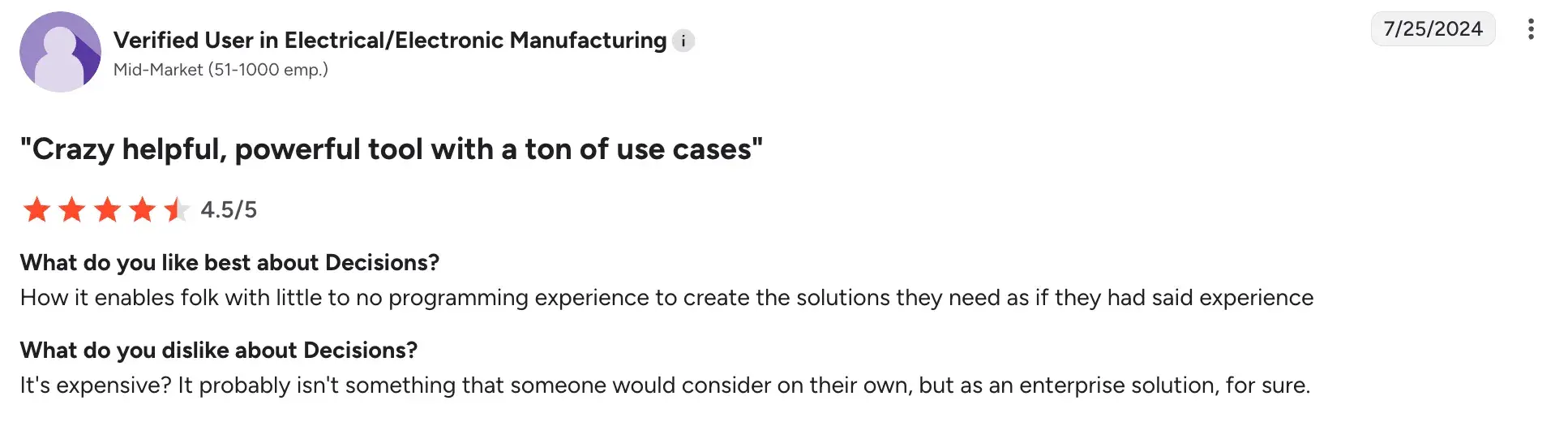 Source Decisions cons pricing details