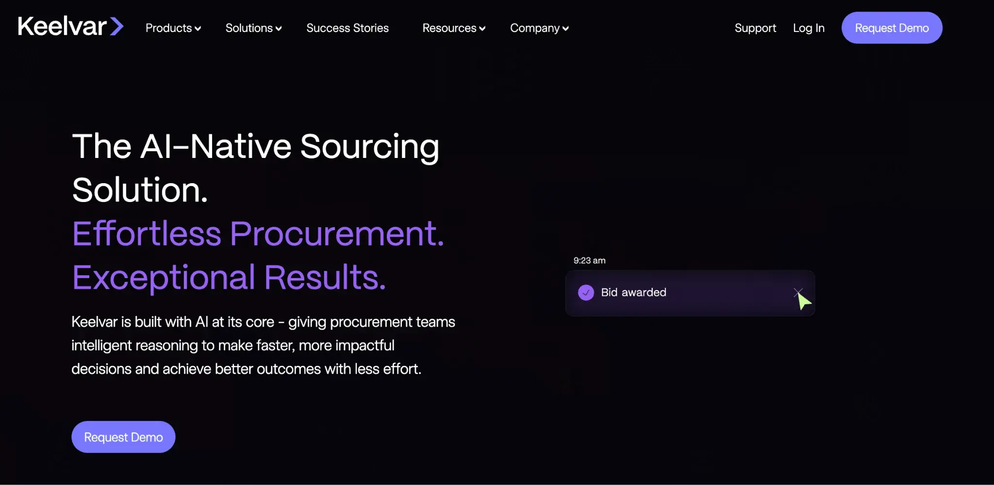 &nbsp;Screenshot of Keelvar’s homepage