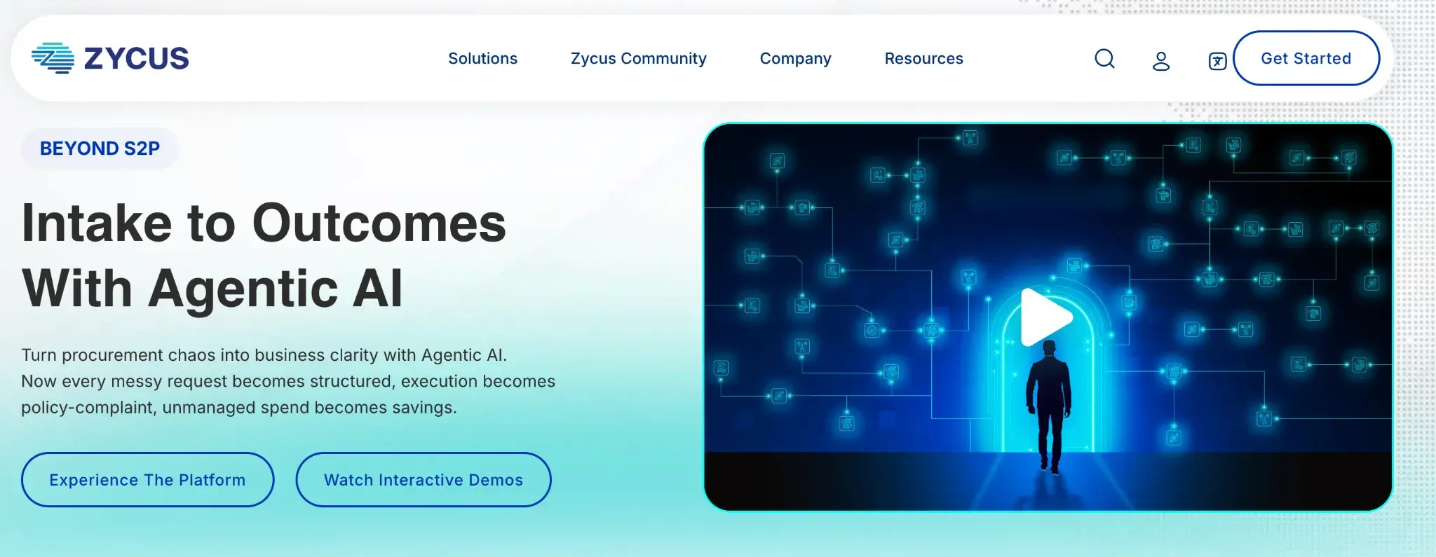 &nbsp;Screenshot of Zycus’s homepage