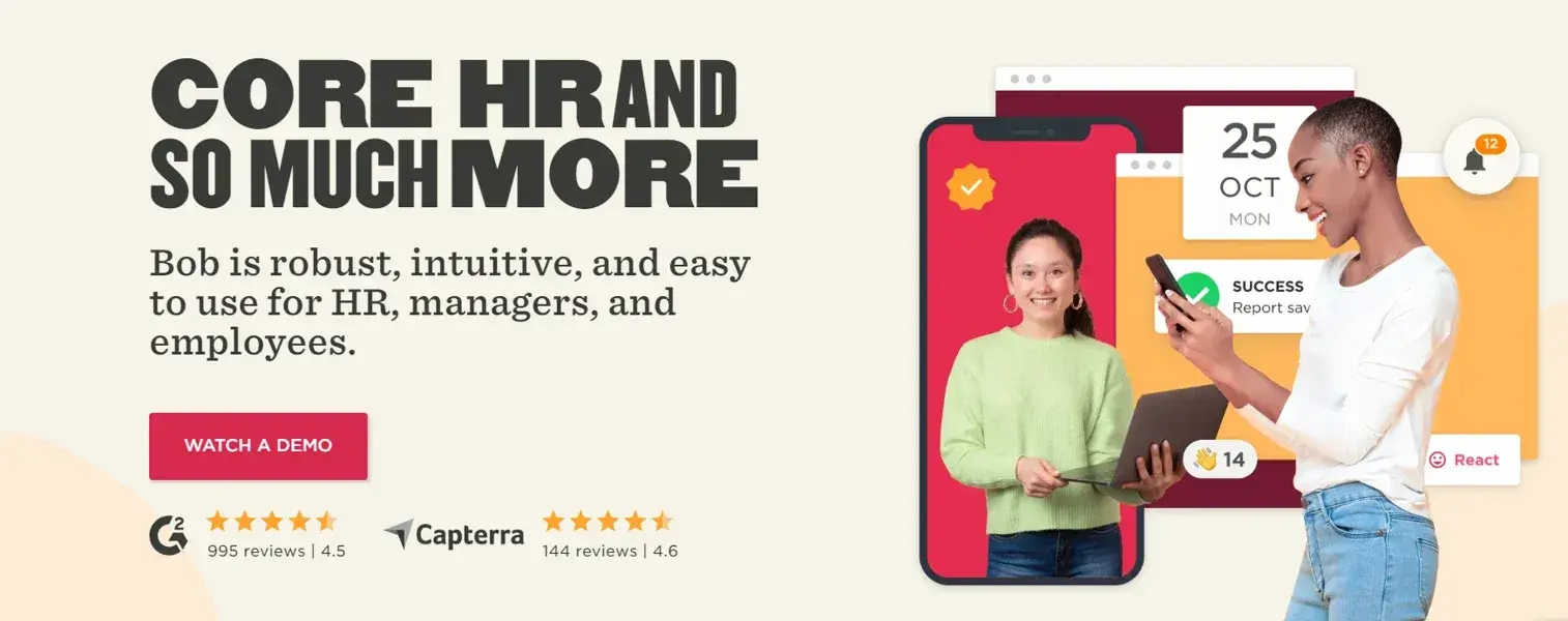 Screenshot of HiBob’s Homepage