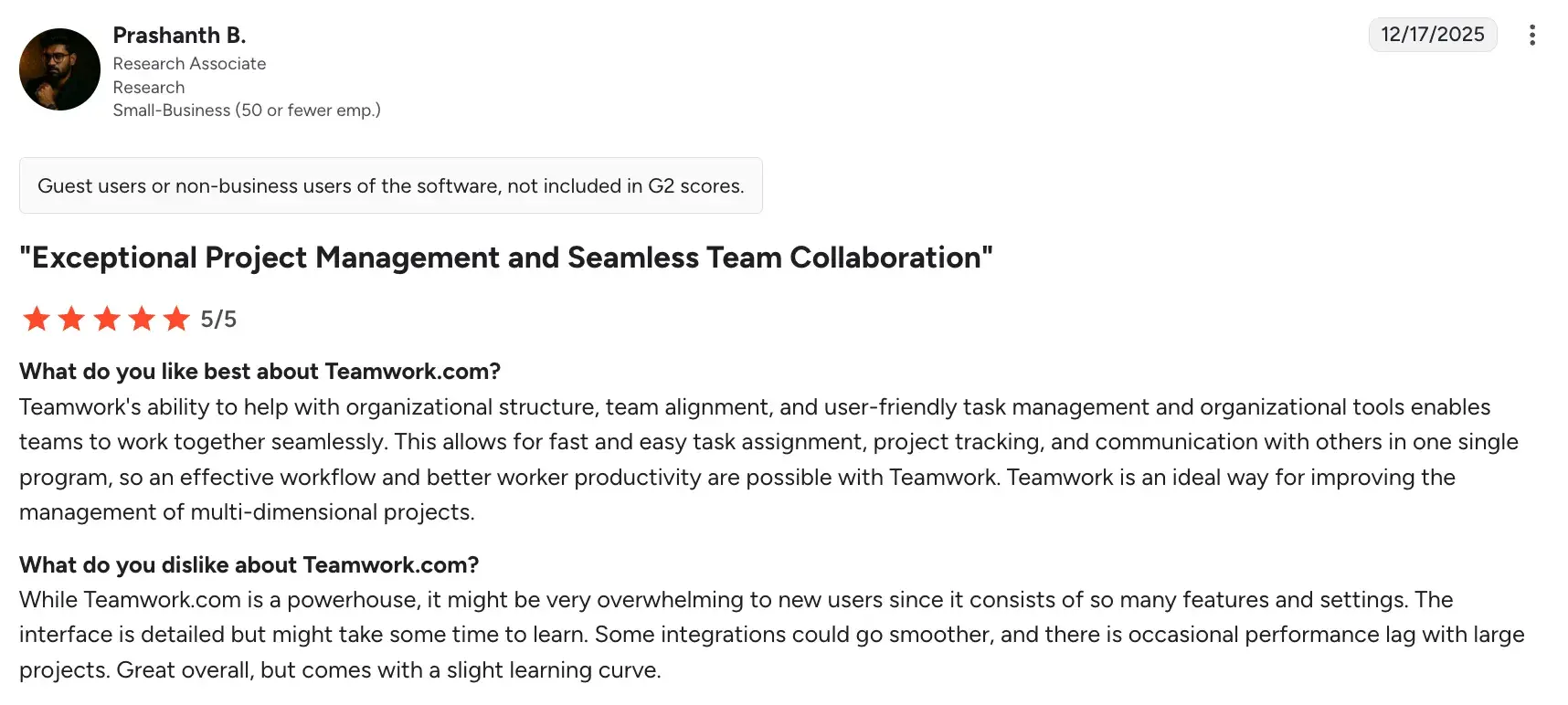 Screenshot of Teamwork's homepage layout