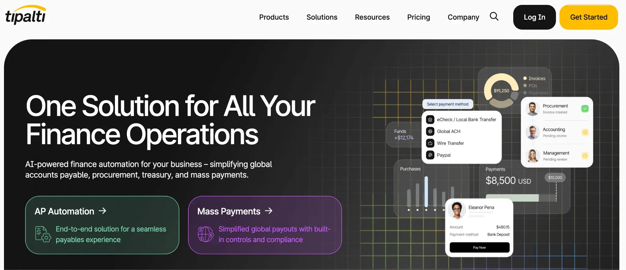 Screenshot of Tipalti’s homepage
