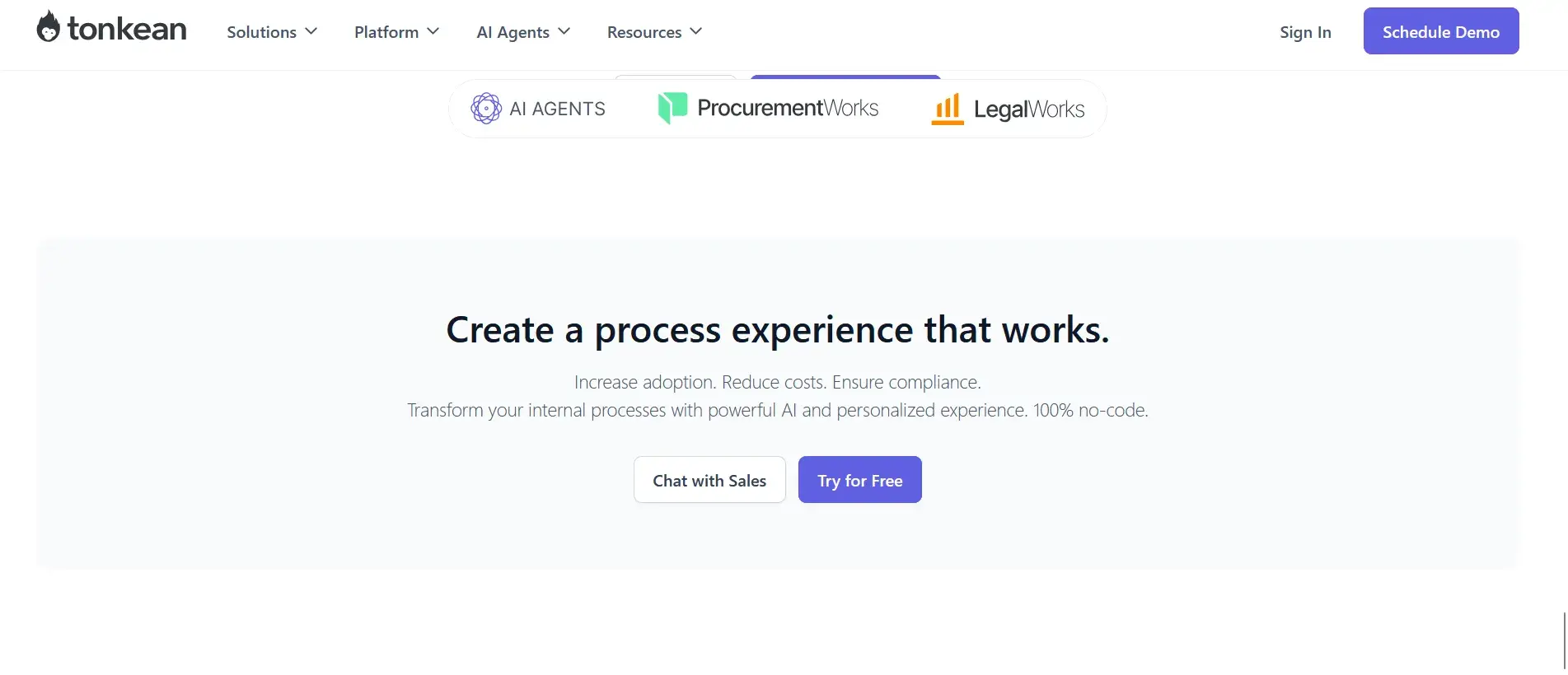 Tonkean homepage for enterprise operations