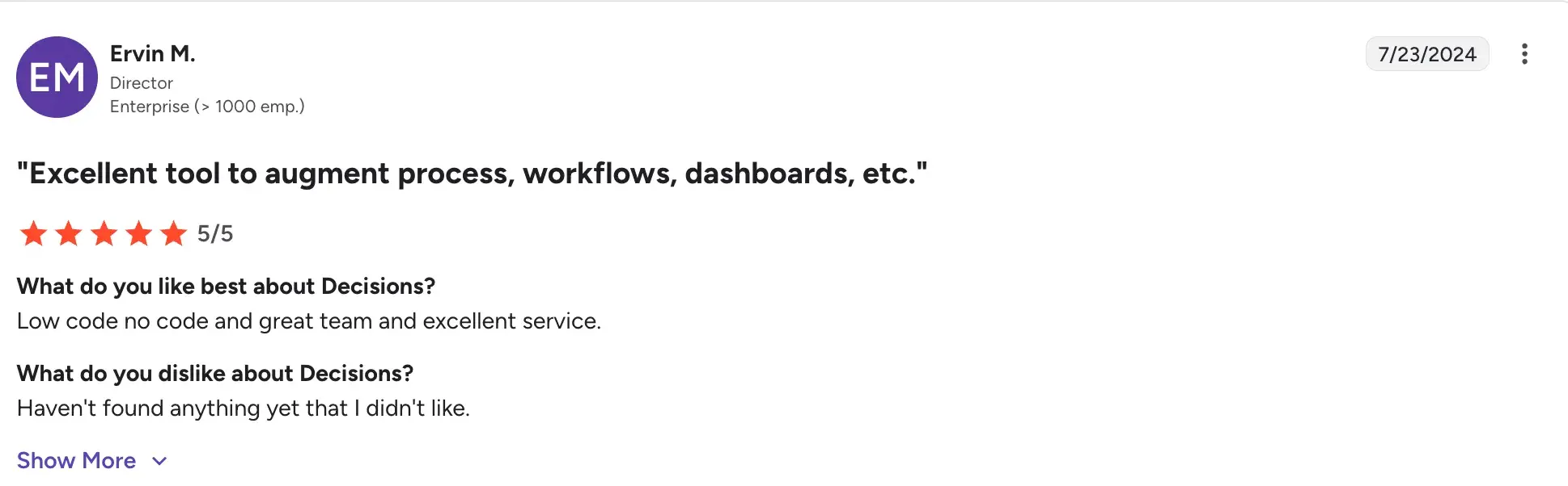 Users expressing dislikes about Decisions