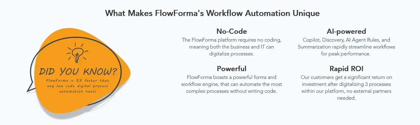 FlowForma workflow automation unique features diagram