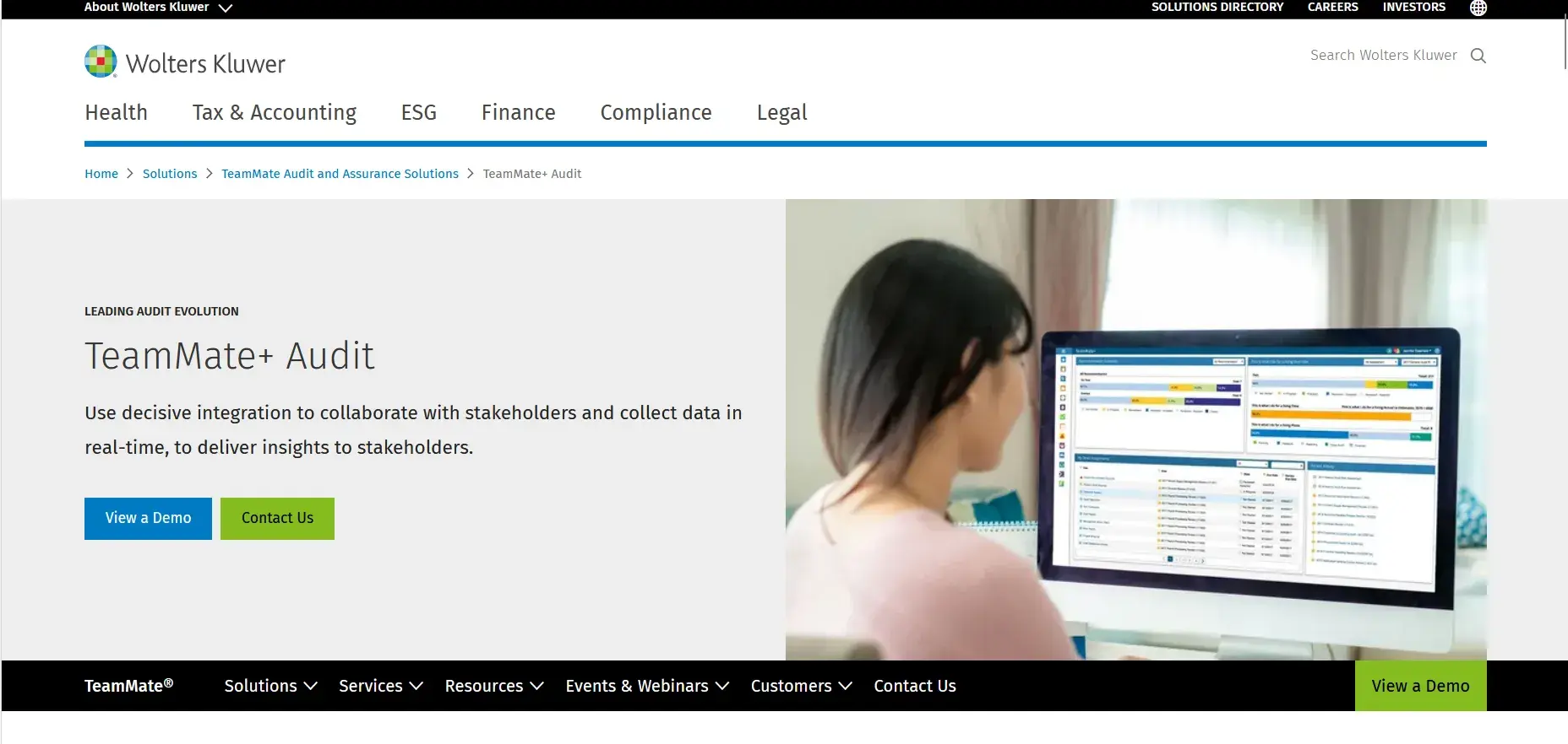 Wolters Kluwer’s solutions page
